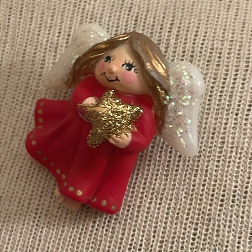 Vintage S. Lehman Red Dress Angel Pin - Brooch Designed for Fun World 1990’s